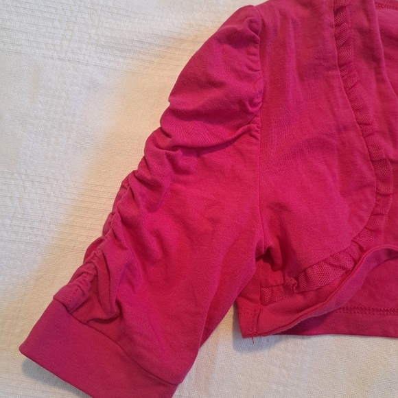 Place girls size 7/8 pink bolero sweater 3/4 sleeve tulle trim, New - Picture 5 of 6